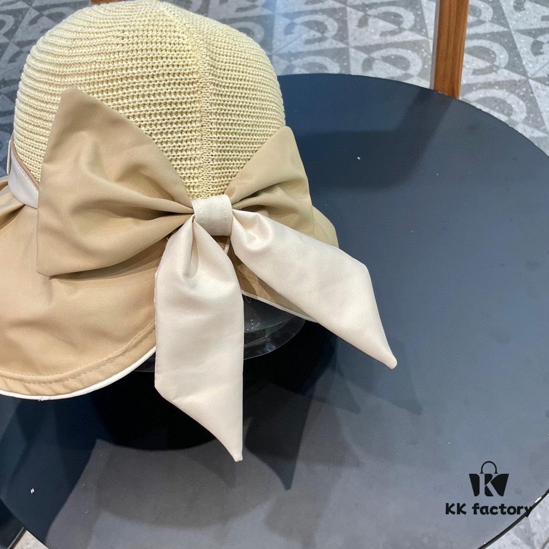 DIOR Bucket Hat 2024 Summer New Sun Protection Beach Hat with Bow for Women, Wide Brim Flattering Sun Hat