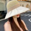 DIOR Bucket Hat 2024 Summer New Sun Protection Beach Hat with Bow for Women, Wide Brim Face-Slimming Sun Hat