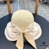 DIOR Bucket Hat 2024 Summer New Sun Protection Beach Hat with Bow for Women, Wide Brim Face-Slimming Sun Hat