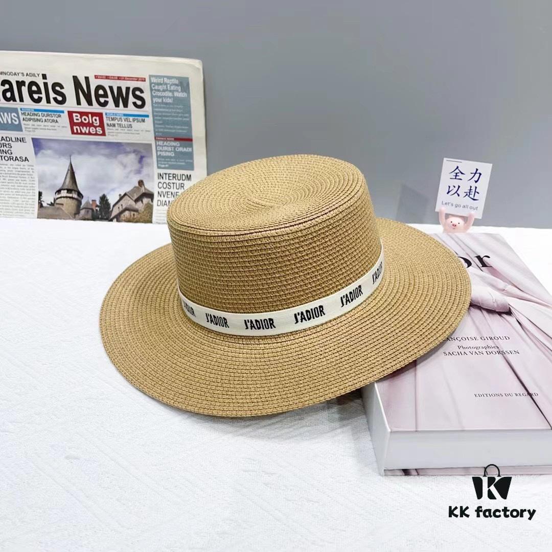 Dior Spring/Summer Ice Silk PP Grass Flat Top Hat 🎩