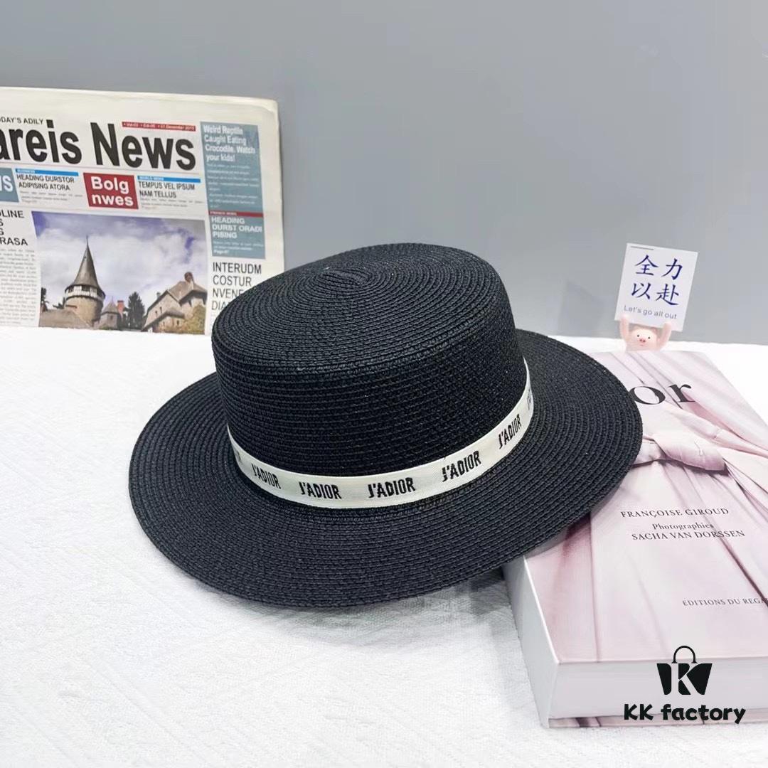 Dior Spring/Summer Ice Silk PP Grass Flat Top Hat 🎩