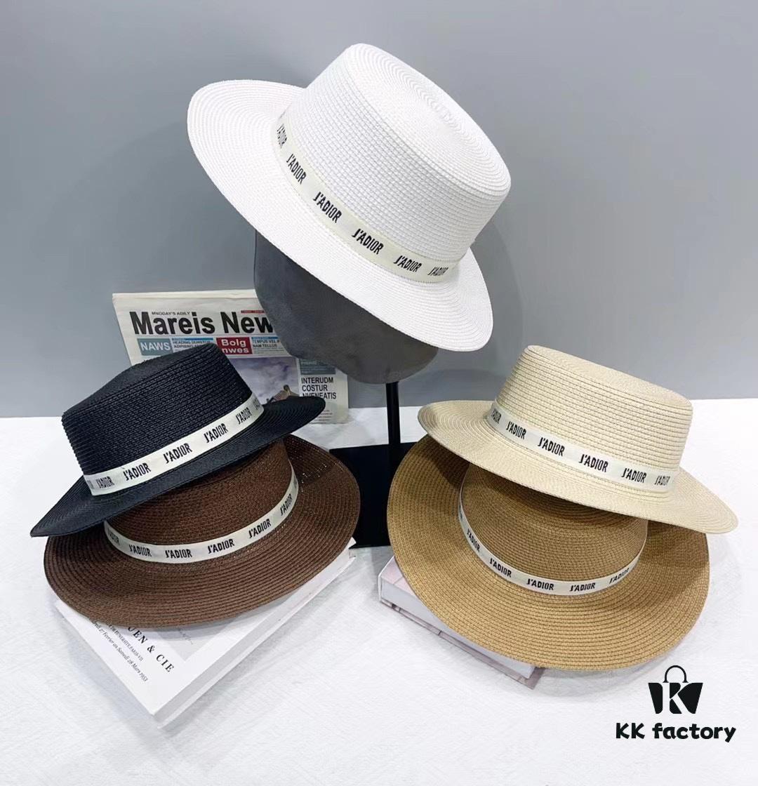 Dior Spring/Summer Ice Silk PP Grass Flat Top Hat 🎩