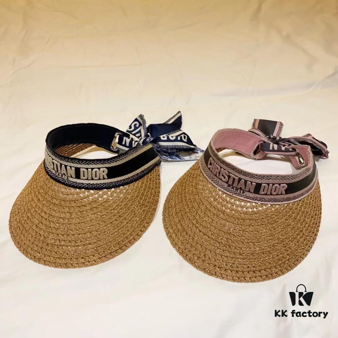 DIOR Natural Straw Unisex Classic Bucket Hat