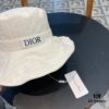 Dior Wide-Brim Sun Hat for Women, Spring and Summer Bow-Decorated Bucket Hat, Fashionable Face-Framing UV Protection Beach Hat