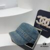 DIOR New Military Cap with Retro Personality Sequin Embellishment - Heavy Craftsmanship Series in Washed Denim Color