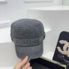 DIOR New Military Cap with Retro Personality Sequin Embellishment - Heavy Craftsmanship Series in Washed Denim Color