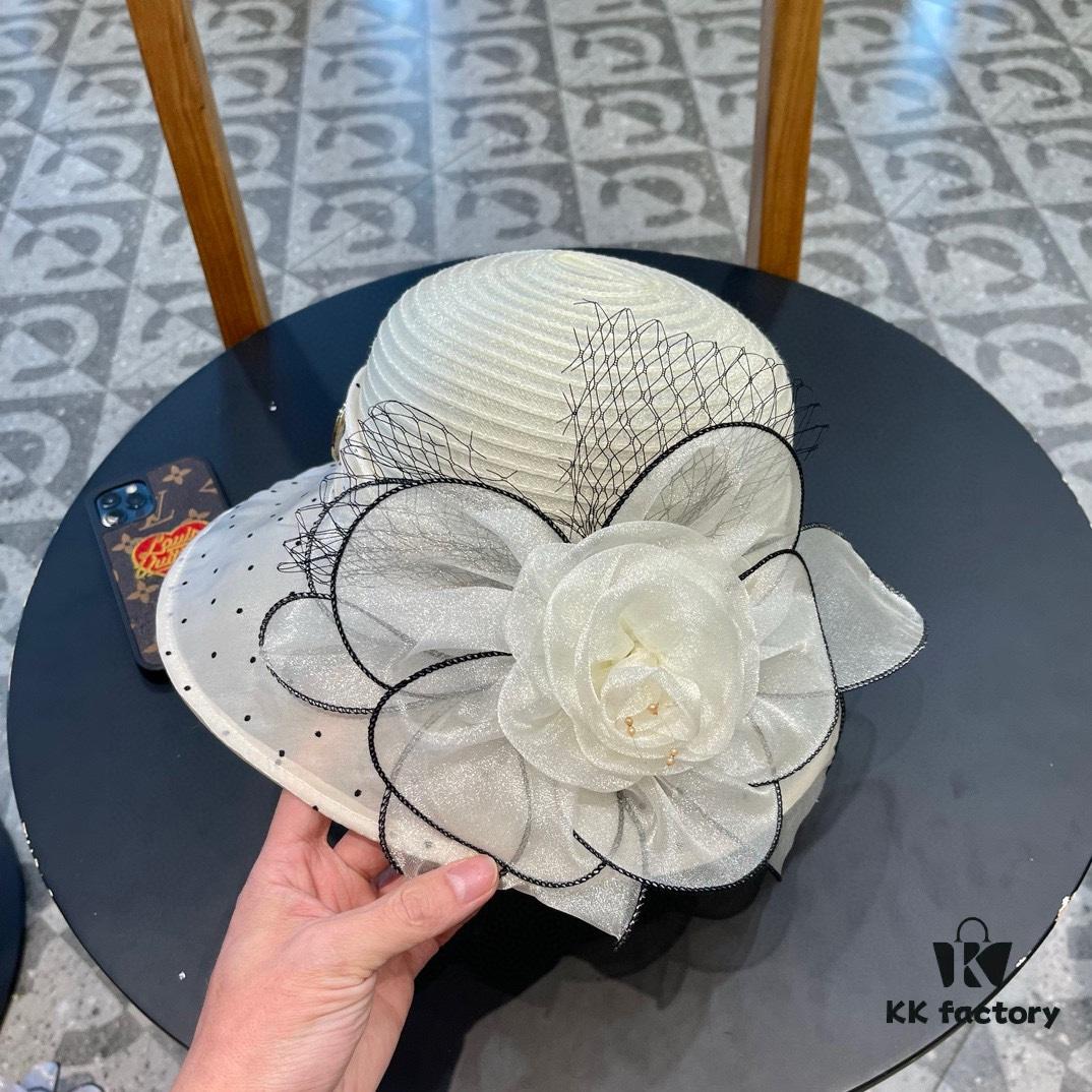 Dior Korean-Style Oversized Fashion Sun Hat for Women, Summer Large Floral Foldable UV-Protection Wide-Brimmed Outdoor Hat, Versatile Travel Accessory