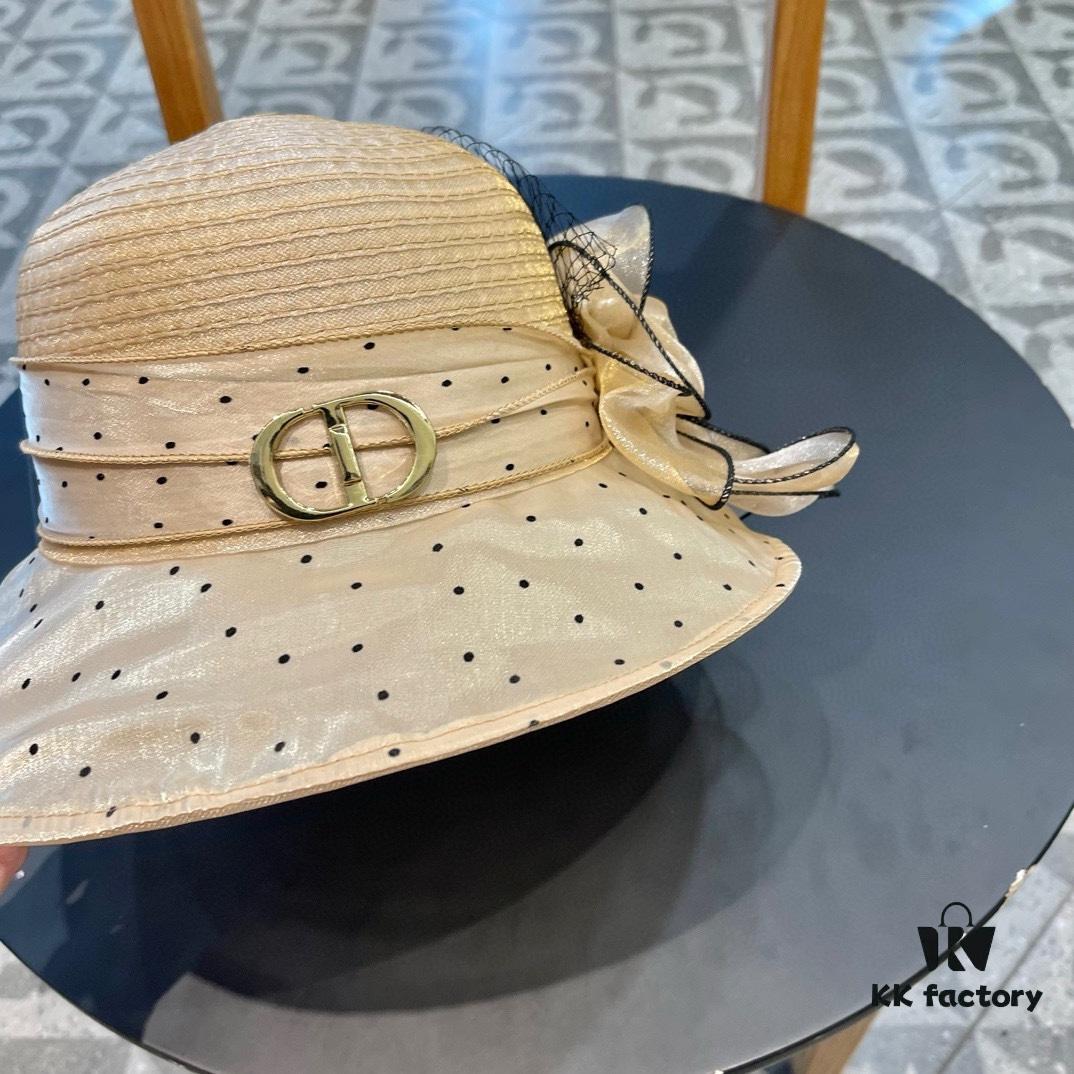 Dior Korean-Style Oversized Fashion Sun Hat for Women, Large Brim Foldable UV Protection Outdoor Hat for Summer Travel