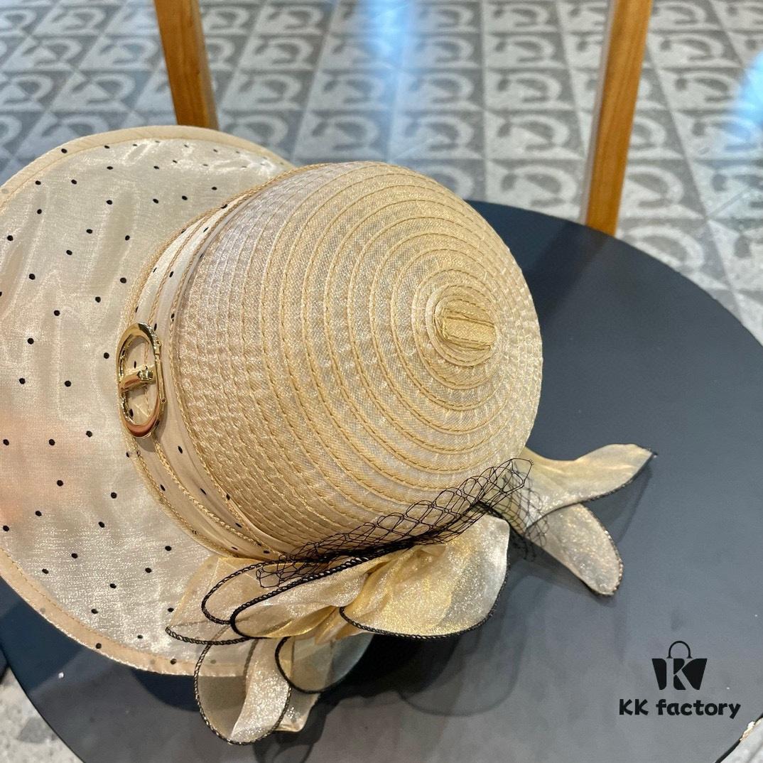 Dior Korean-Style Oversized Fashion Sun Hat for Women, Large Brim Foldable UV Protection Outdoor Hat for Summer Travel