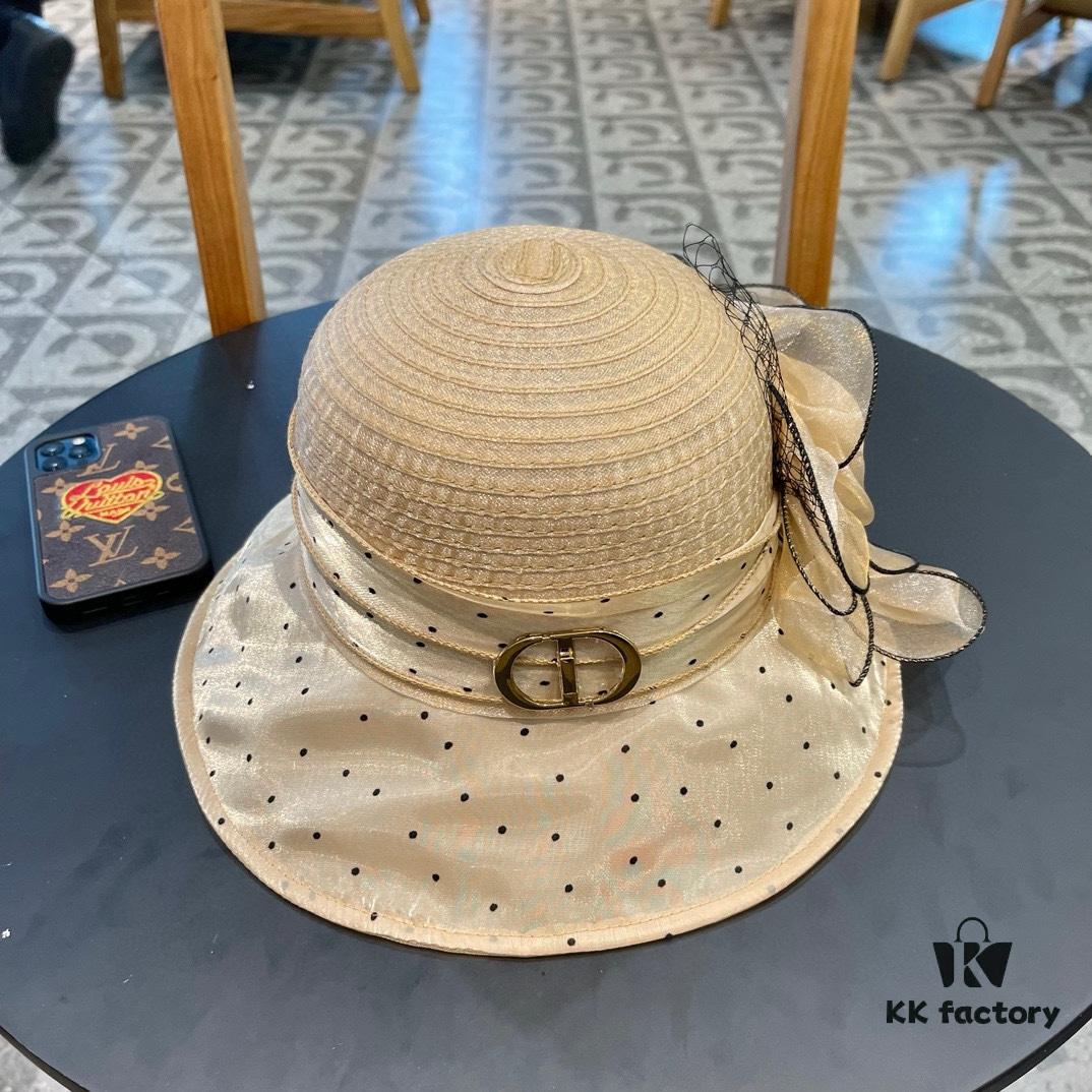Dior Korean-Style Oversized Fashion Sun Hat for Women, Large Brim Foldable UV Protection Outdoor Hat for Summer Travel