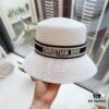 Dior Elegant PP Straw Small Bucket Sun Hat, Sweet Style