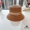 Dior Elegant PP Straw Small Bucket Sun Hat, Sweet Style