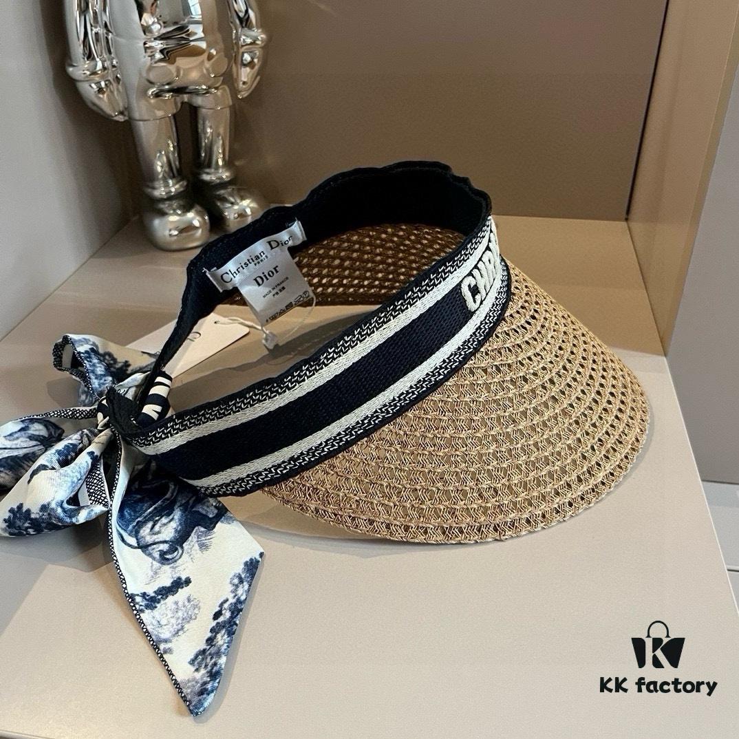 Authentic DIOR Summer New Arrival Silk Scarf Sun Hat – A Must-Have for Stylish Girls