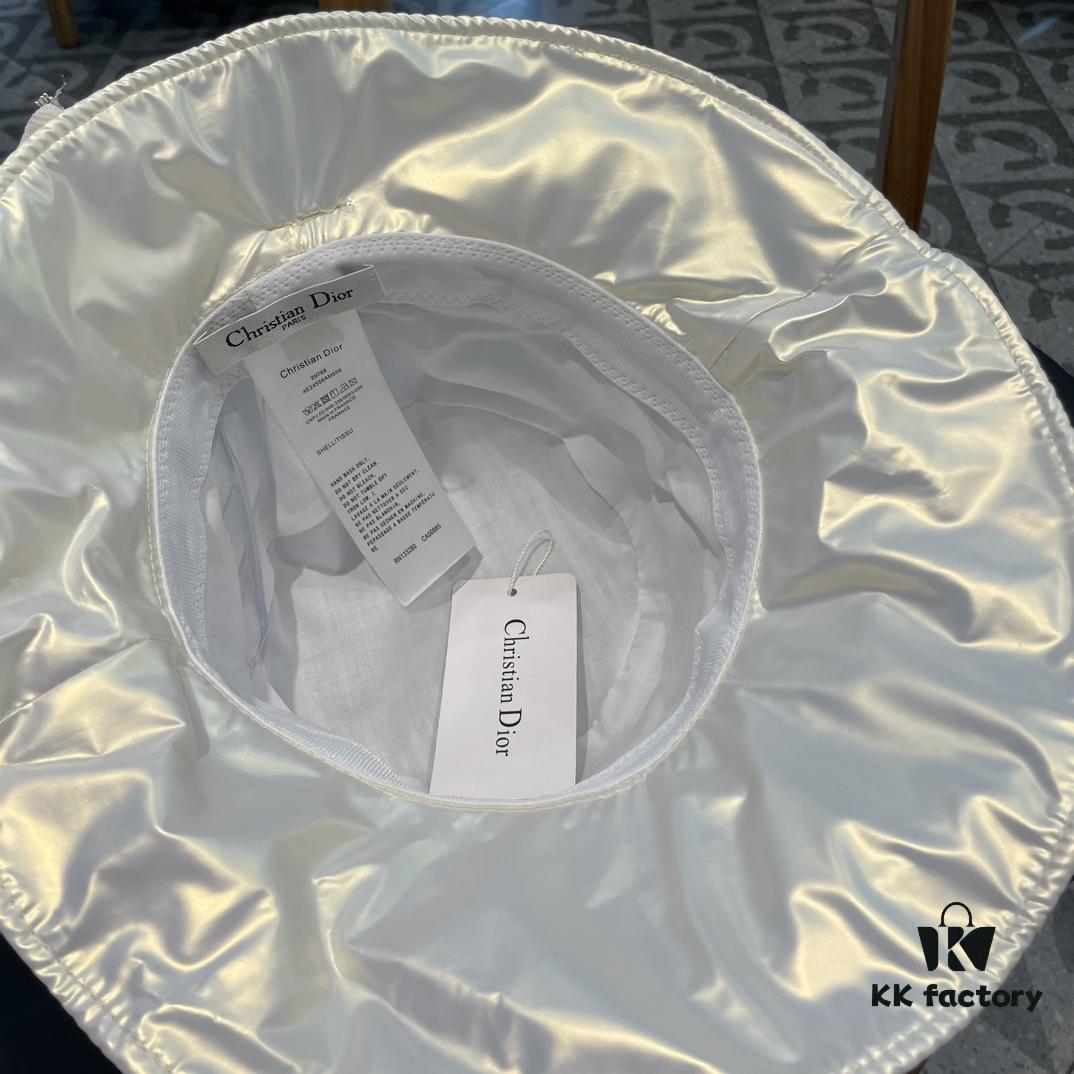 Dior Wide-Brim Sun Hat for Women, Spring and Summer Fashion Fisherman Hat with Bow, Face-Framing UV Protection Hat