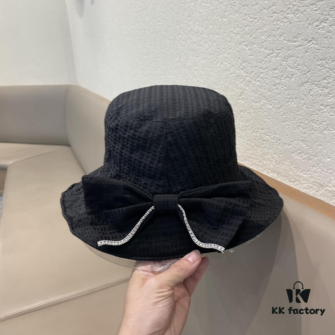 Dior Wide-Brim Sun Hat for Women, Spring and Summer Fashion Floppy Hat with Bow, UV Protection Bucket Hat, Baseball Cap, Knit Hat