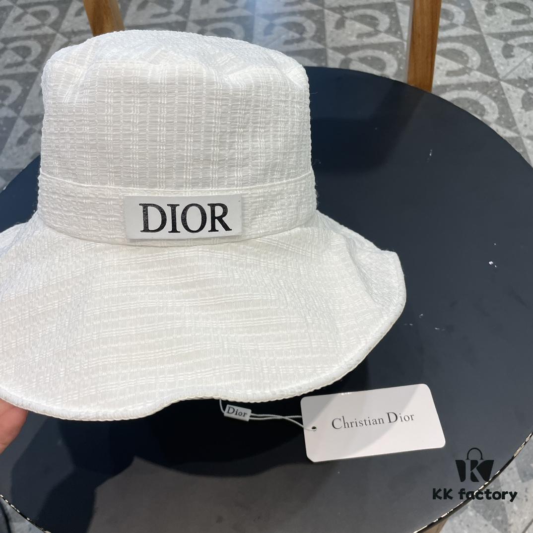 Dior Wide-Brim Sun Hat for Women, Spring and Summer Fashion Floppy Hat with Bow, UV Protection Fishing Hat, Baseball Cap, Knit Hat