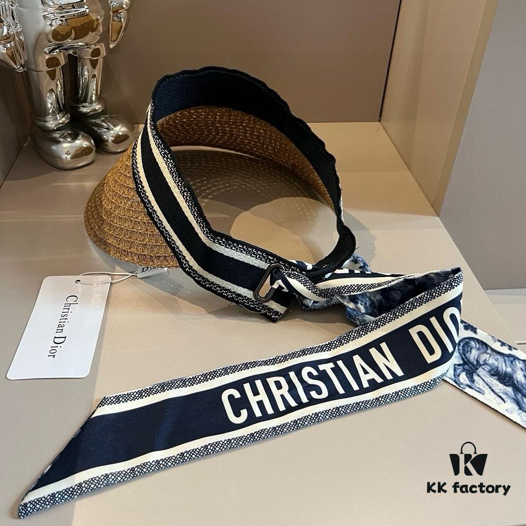 Authentic DIOR Summer New Arrival Silk Scarf Sun Hat, a Must-Have for Stylish Women