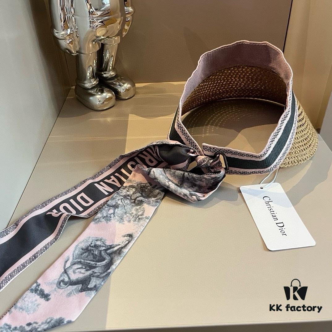 Authentic DIOR Summer New Arrival Sun Hat with Silk Scarf Design, High-End Style Essential for Stylish Women