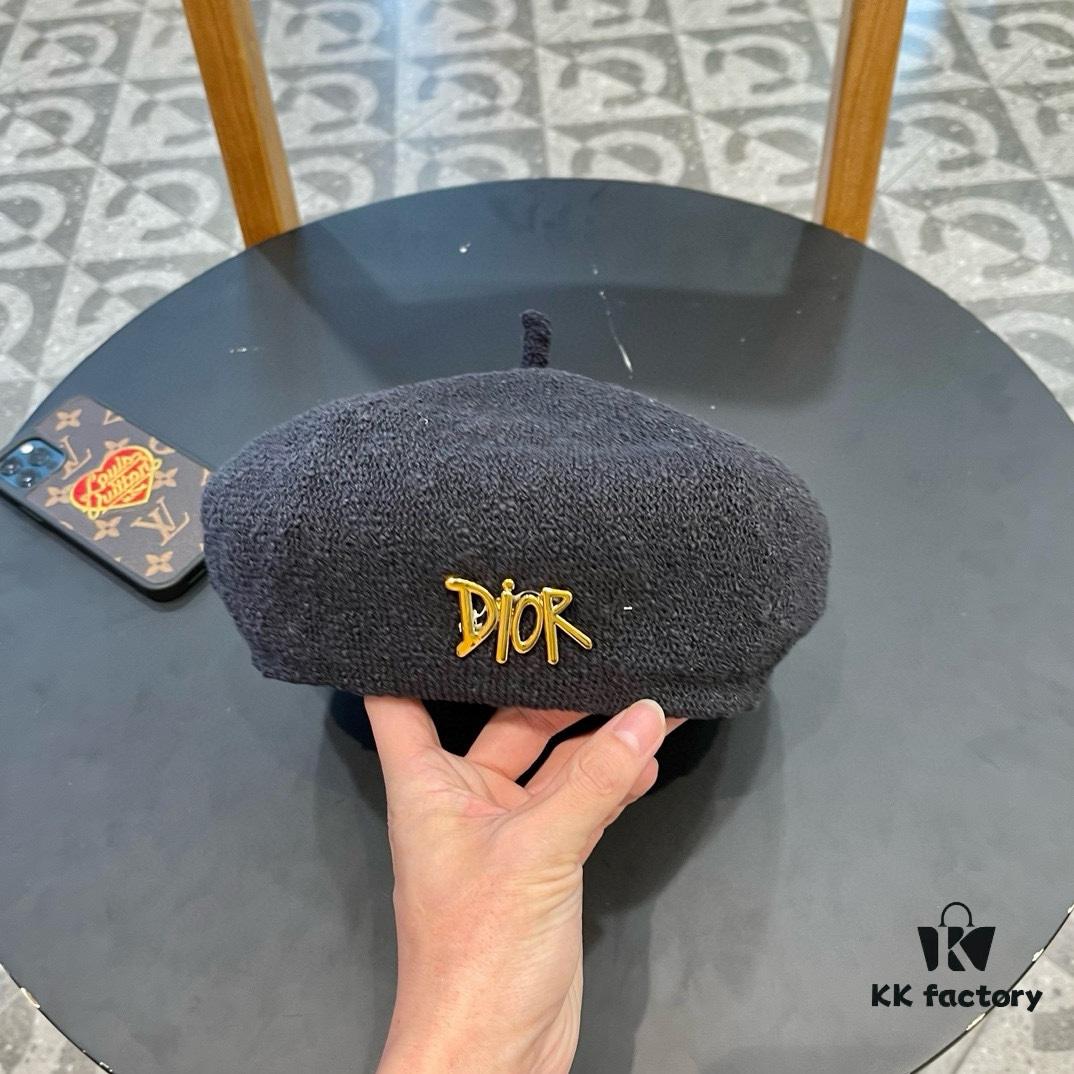 Dior 2024 New Solid Color Women's Beret, Slimming Face Look, Lightweight and Breathable Spring Summer Pumpkin Hat, Artistic and Versatile Painter's Hat