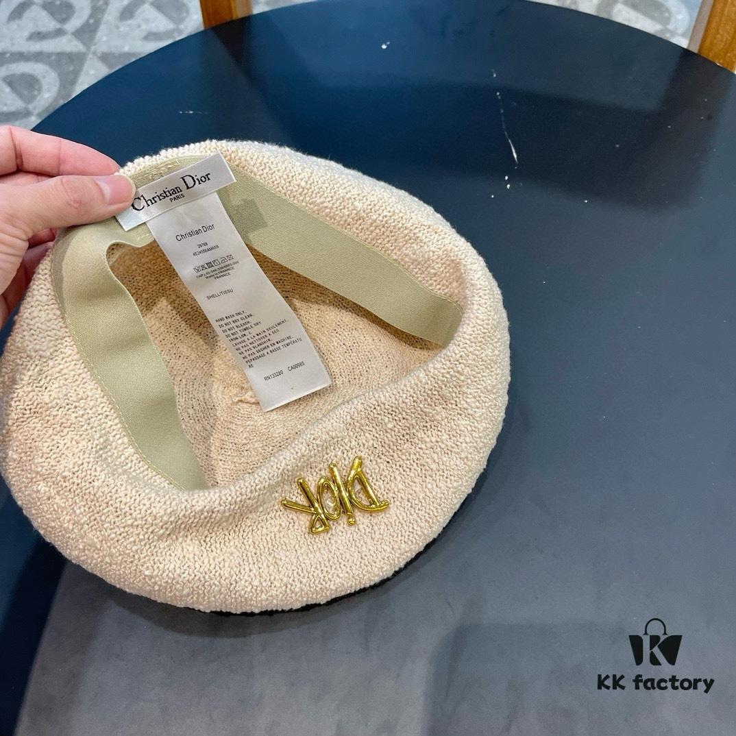 Dior 2024 New Solid Color Women's Beret, Slimming Face Look, Lightweight and Breathable Spring Summer Pumpkin Hat, Artistic Multi-Purpose Painter's Hat