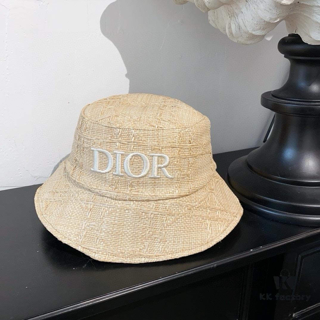 Dior New Embroidered Letter Straw Hat