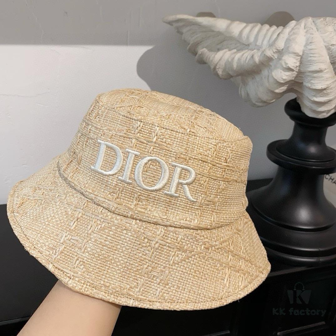 Dior New Embroidered Letter Straw Hat