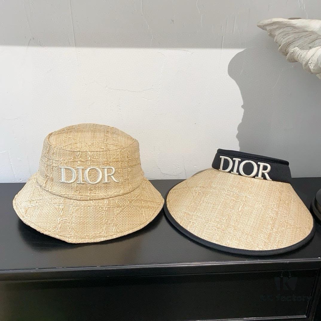 Dior New Embroidered Letter Straw Hat