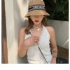 Dior-style Elegant PP Straw Small Bucket Sun Hat, Sweet and Delicate Design