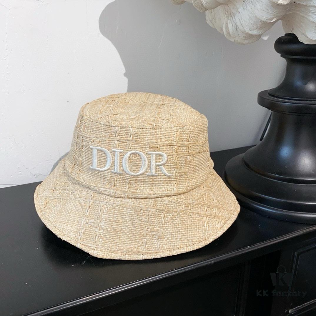 Dior New Embroidered Letter Straw Hat