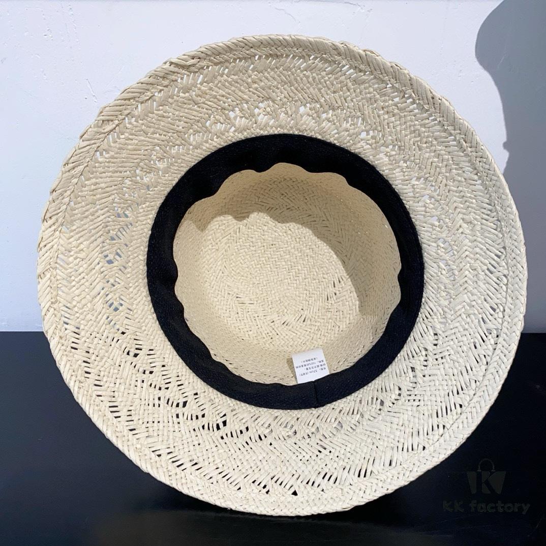 Dior New Embroidered Letter Webbing Straw Hat