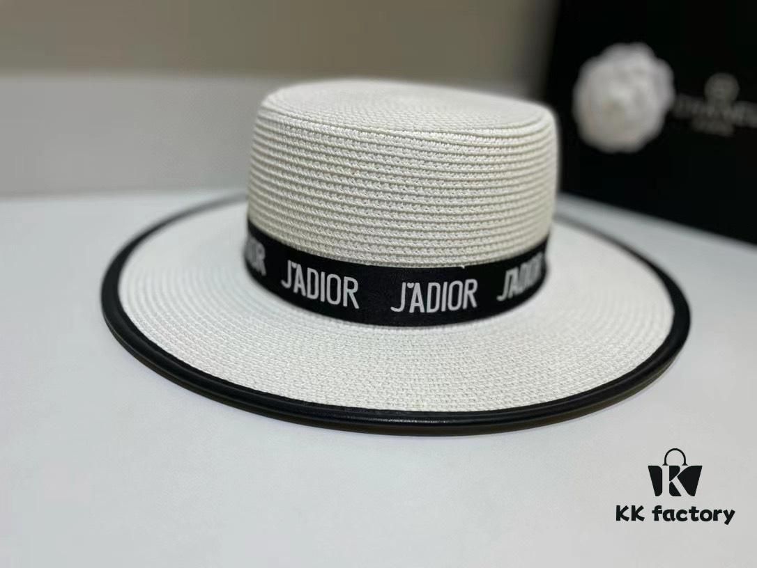 Dior Spring/Summer Ice Silk PP Grass Flat Top Hat 🎩