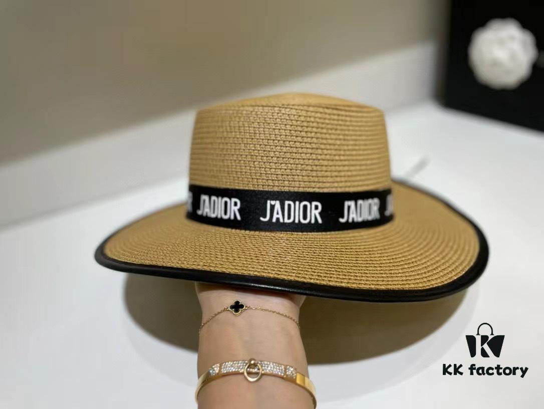 Dior Spring/Summer Ice Silk PP Grass Flat Top Hat 🎩