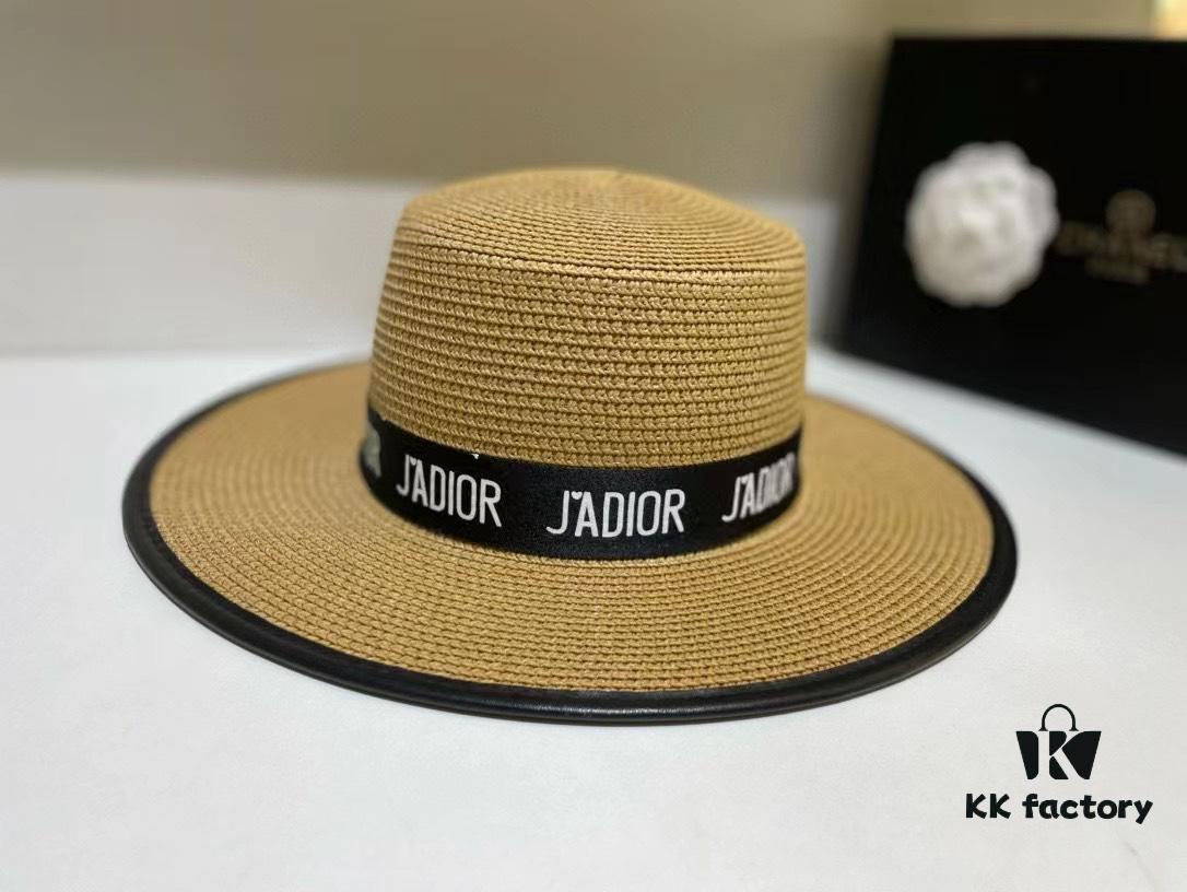 Dior Spring/Summer Ice Silk PP Grass Flat Top Hat 🎩