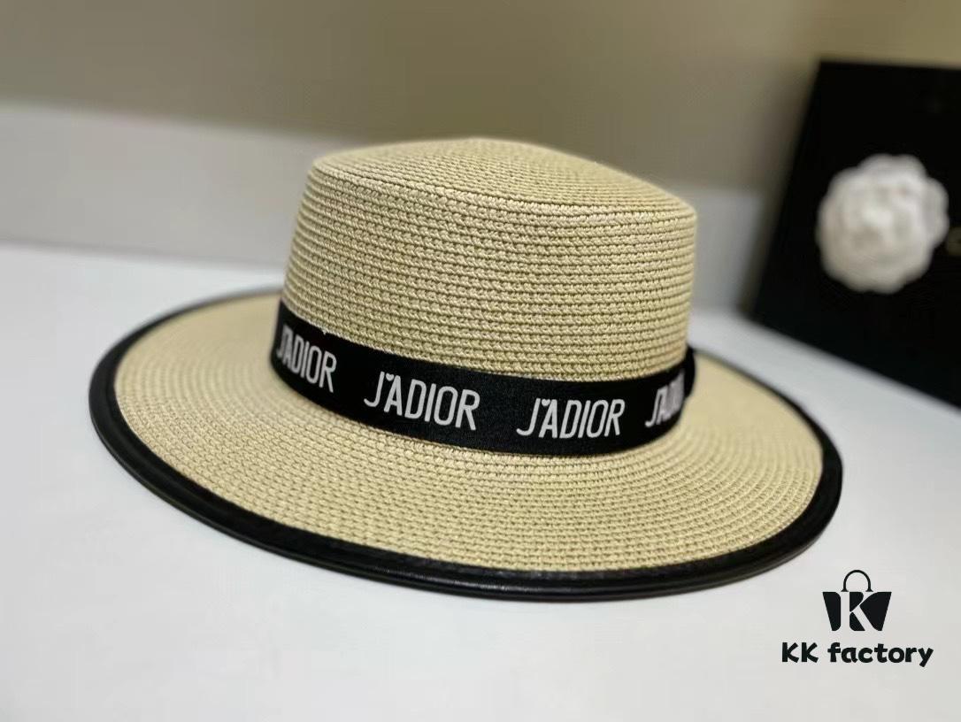 Dior Spring/Summer Ice Silk PP Grass Flat Top Hat 🎩