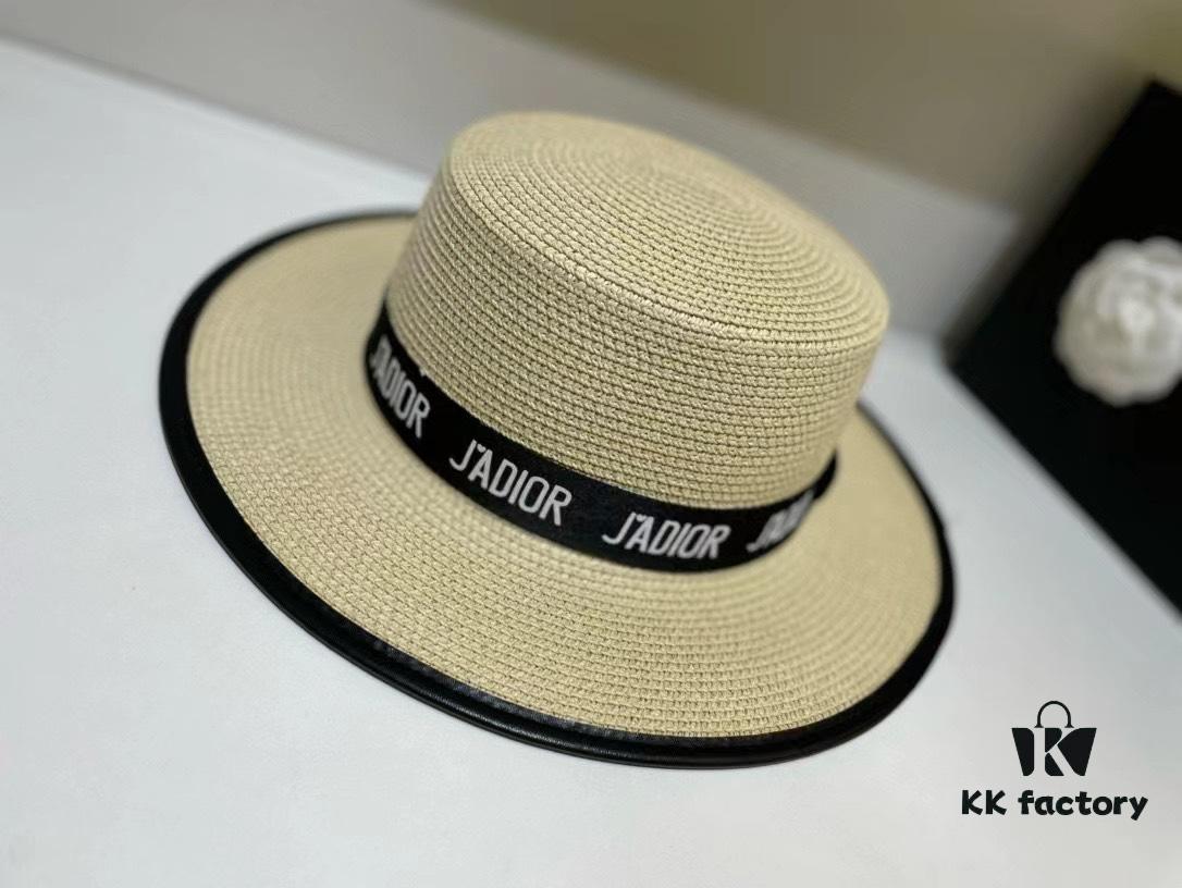 Dior Spring/Summer Ice Silk PP Grass Flat Top Hat 🎩