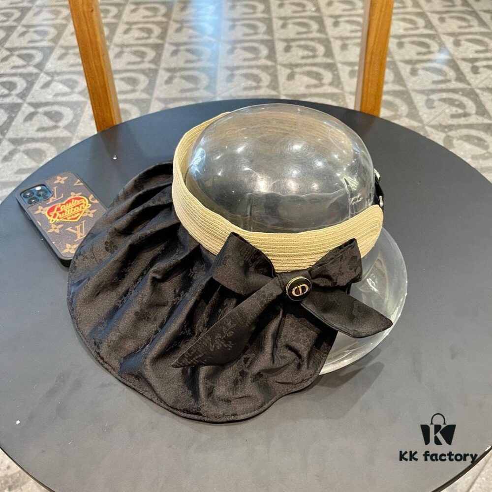 Dior Summer New Large-Brimmed Collapsible Sun Hat for Women, Travel and Beach Vacation UV Protection Folding Bucket Hat, Fisherman Hat, Baseball Cap, Knit Hat