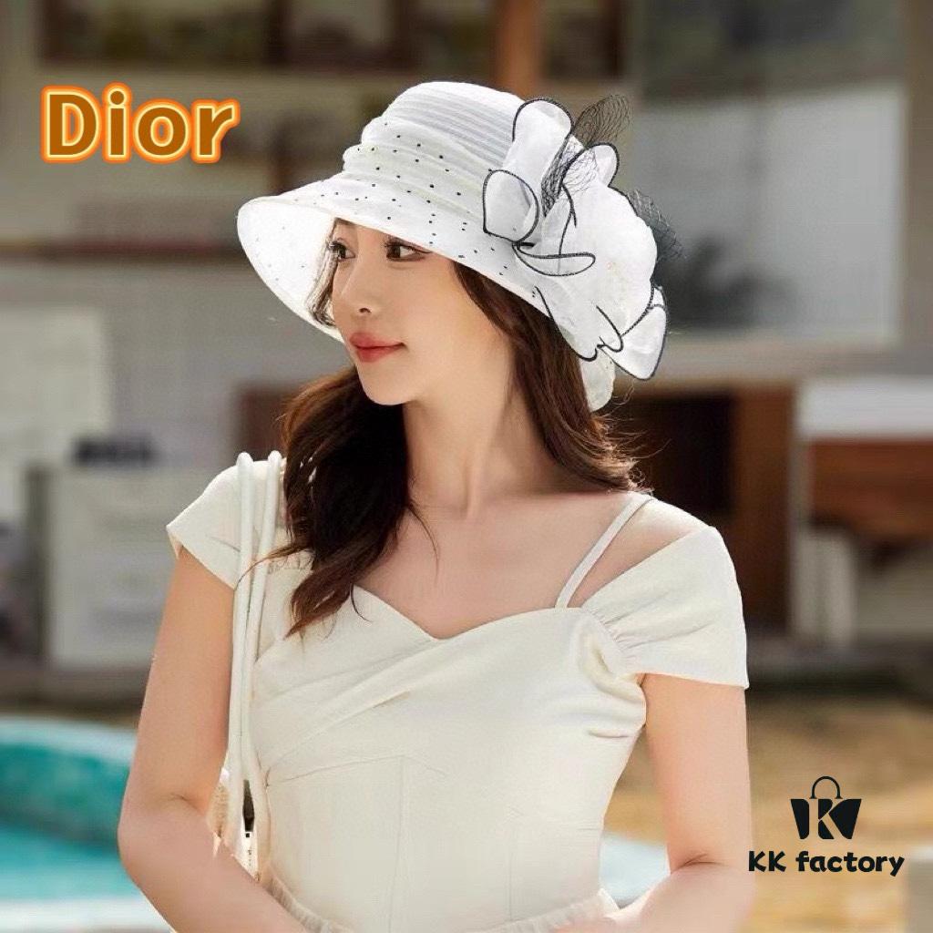 Dior Korean-Style Oversized Fashion Sun Hat for Women, Summer Wide-Brimmed Foldable UV-Protection Hat, Versatile Outdoor Bucket, Baseball, Knit Hat