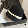HEREMS Hermès 2024 Autumn/Winter New Wool Bucket Hat, 100% Wool, Irregular Cut Design, Fashionable Women's Essential, Head Circumference 57cm, Khaki White Black