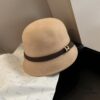 HEREMS Hermès 2024 Autumn/Winter New Wool Fedora Hat, 100% Wool, Irregular Cut Design, Fashionable Women's Essential, Khaki White Black, Head Circumference 57cm