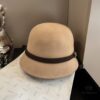 HEREMS Hermès 2024 Autumn/Winter New Wool Fedora Hat, 100% Wool, Irregular Cut Design, Fashionable Women's Essential, Khaki White Black, Head Circumference 57cm