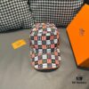 Box bag, HERMÈS new original order baseball cap, H embroidered plaid, genuine mold custom-made, original breathable canvas fabric + top-layer cowhide, factory fine steel adjustable buckle, exquisite workmanship, stylish and handsome with excellent quality!
