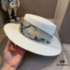 Hermès New Arrival Straw Hat, Flat-Crown Top Hat, Head Circumference 57 cm