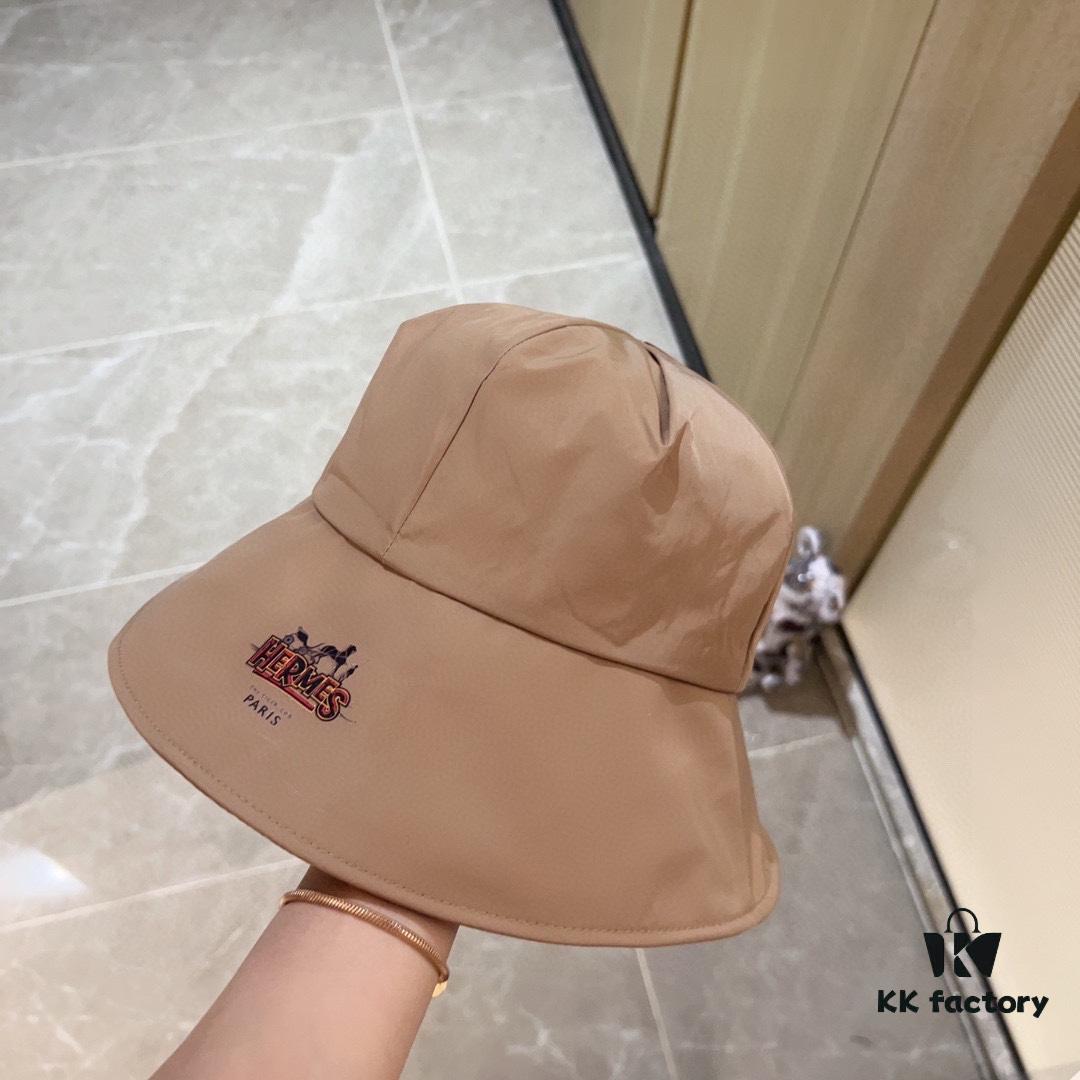 Hermès 2024 New Dome Waterproof Smooth Material Fisherman Hat with Dust Bag