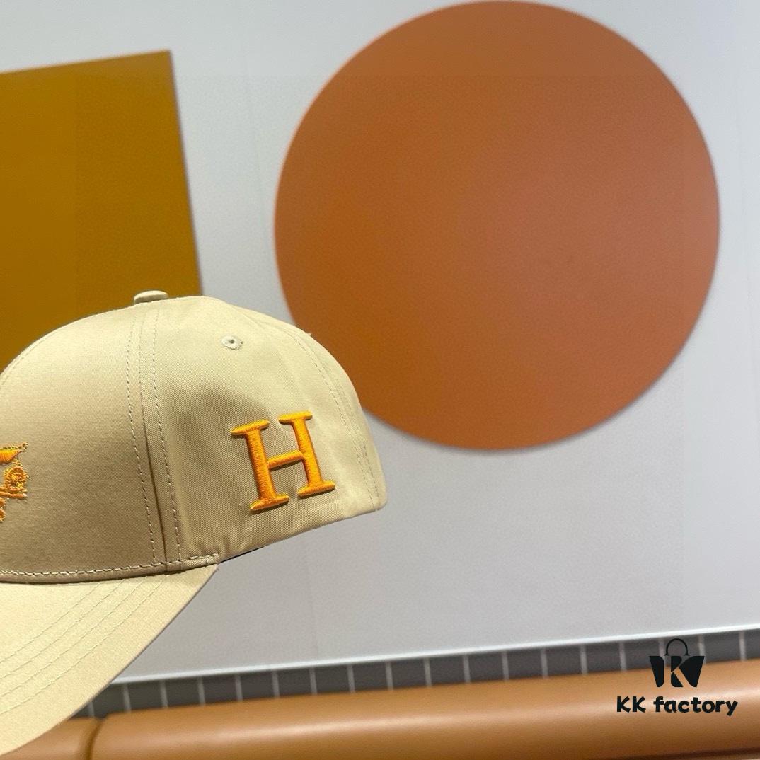 New Arrival HERMÈS (Hermès) Latest Original Order Baseball Cap, Color-Blocked H, Authentic Mold Customized, Premium Quality