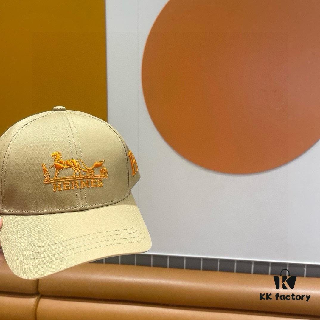 New Arrival HERMÈS (Hermès) Latest Original Order Baseball Cap, Color-Blocked H, Authentic Mold Customized, Premium Quality