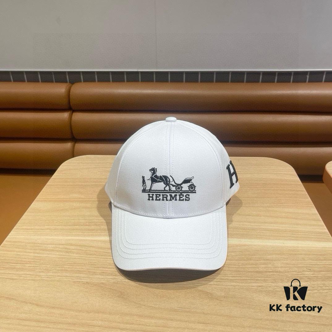 New Arrival HERMÈS Latest Authentic Replica Baseball Cap, Color-Blocked H, Premium Craftsmanship, Original Breathable Canvas Fabric with Genuine Stainless Steel Adjustable Buckle