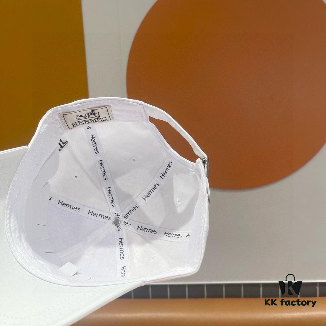 New Arrival HERMÈS Latest Authentic Replica Baseball Cap, Color-Blocked H, Premium Craftsmanship, Original Breathable Canvas Fabric with Genuine Stainless Steel Adjustable Buckle