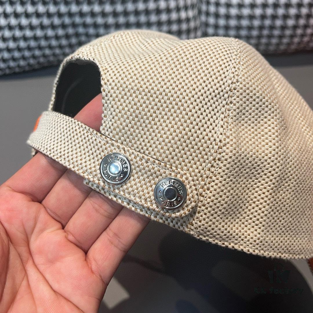 Box and Cloth Bag Included, HERMÈS Original Quality Baseball Cap, Classic H Design, Authentic Mold Custom Made, Premium Canvas Fabric with Top Layer Leather, Original Factory Stainless Steel Adjustable Buckle, Exquisite Craftsmanship, Stylish and High Quality