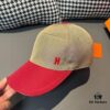 Hermès Latest Original Design Baseball Cap, Color-Block H, Premium Canvas and Top Layer Leather