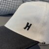 Hermès Latest Original Design Baseball Cap, Color-Blocked H, Premium Canvas and Top Layer Leather